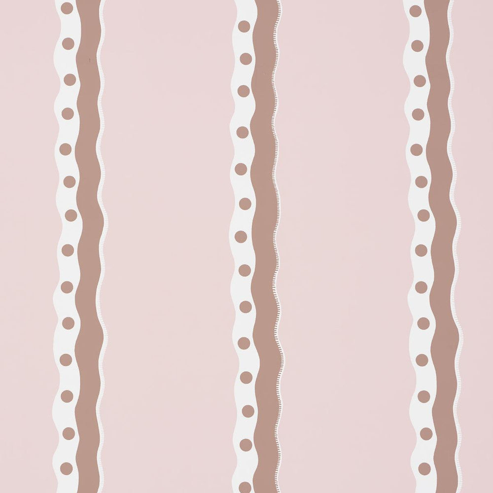 Rousseau Stripe Cocoa & Blush 5015741 by Schumacher Wallpaper Domino Effect 13.5" - Fabric Carolina -