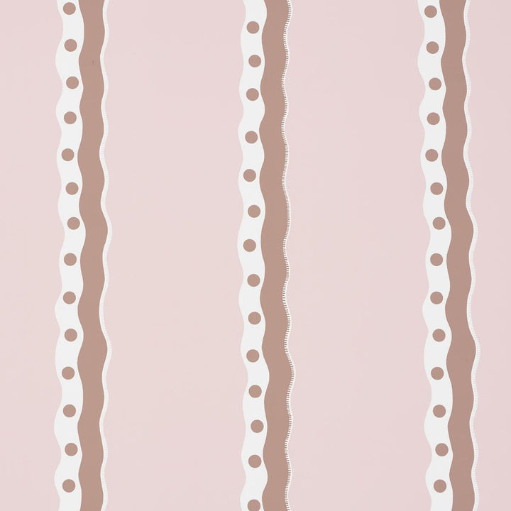 Rousseau Stripe Cocoa & Blush 5015741 by Schumacher Wallpaper Domino Effect 13.5" - Fabric Carolina -