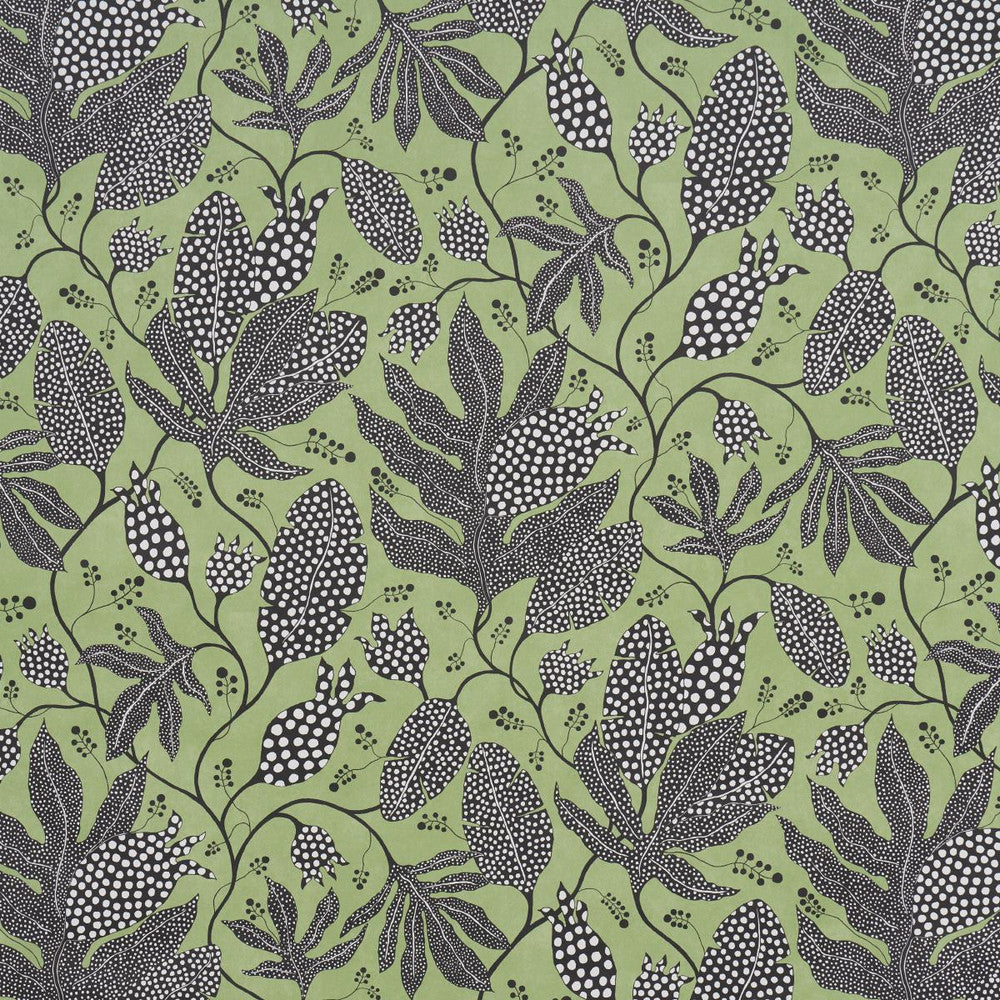 Polka Dot Jungle Black & Green 5015460 by Schumacher Wallpaper Marian Mcevoy 18.0" - Fabric Carolina -