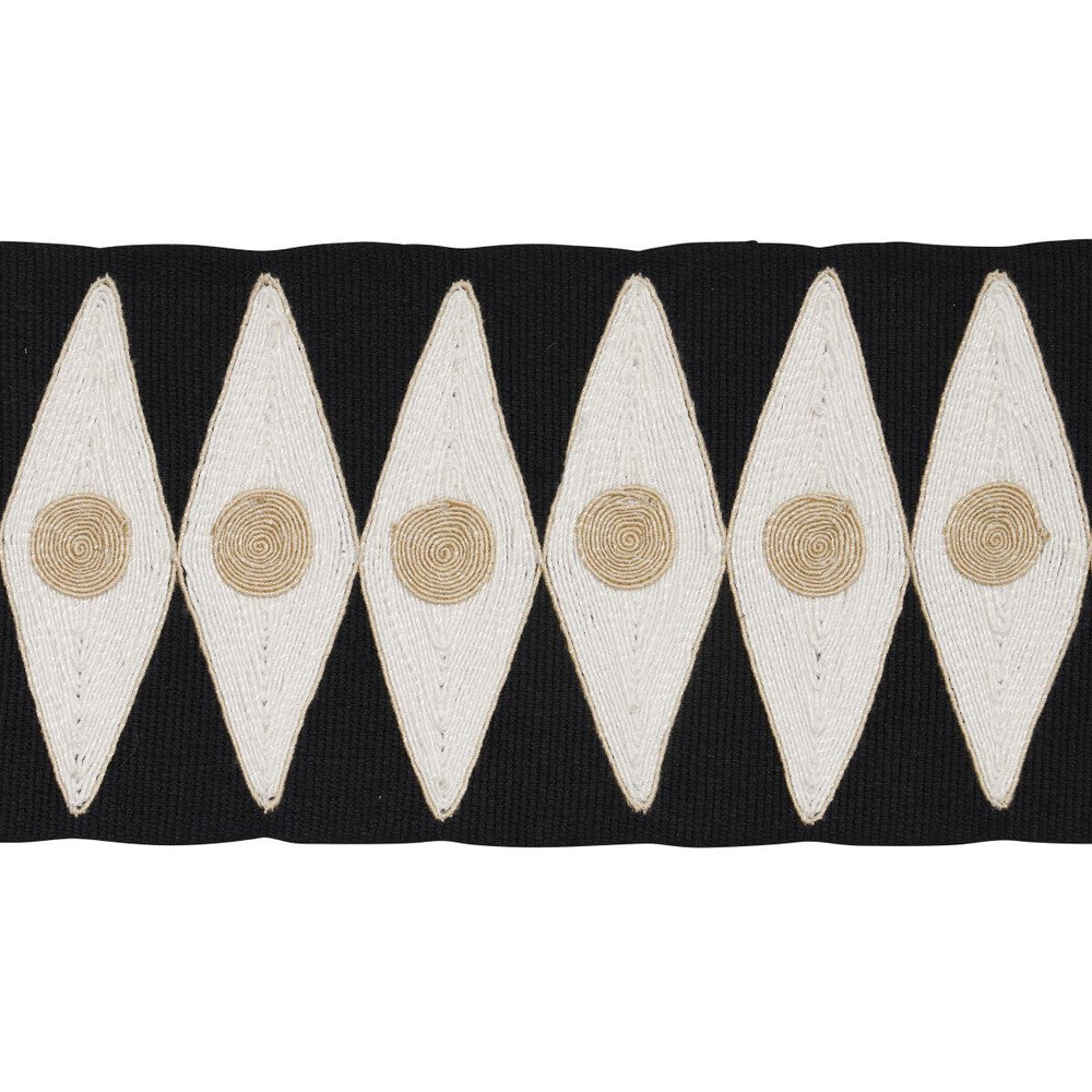 Backgammon Tape Black And Sand 181222 by Schumacher Designer Trim Mary Mcdonald - Swanky Fabrics -