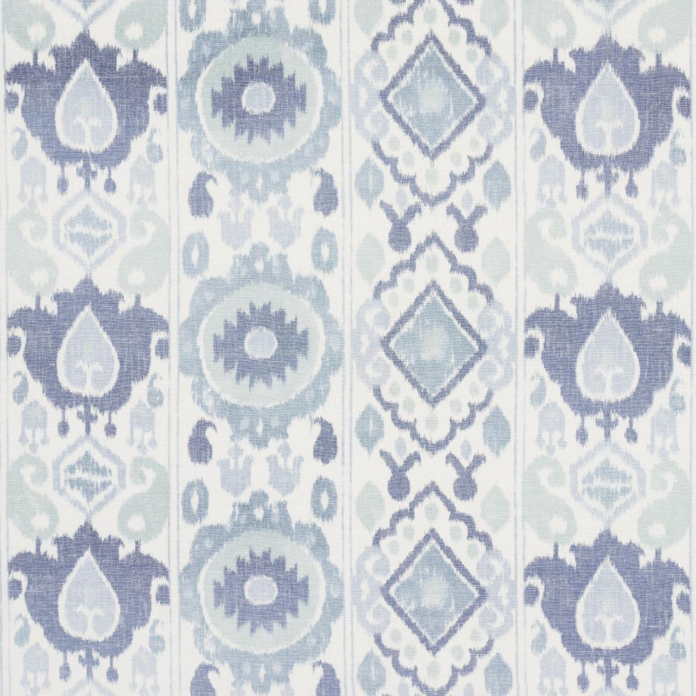 Elizia Ikat Mineral And Indigo 179053 by Schumacher Fabric Ikats 26.5" - Fabric Carolina -