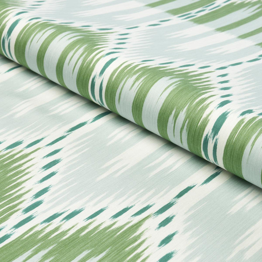 Bukhara Ikat Mineral And Leaf 176086 by Schumacher Designer Fabric Ikats 13.12" - Swanky Fabrics -
