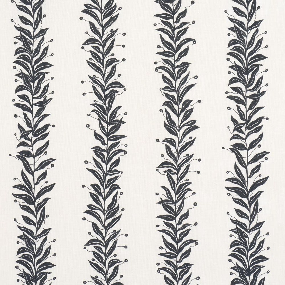 Tendril Stripe Indoor/Outdoor Black & Cream 181671 by Schumacher Fabric Marian Mcevoy 27.0" - Fabric Carolina -