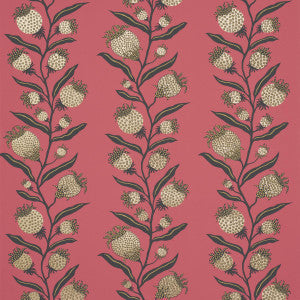 Thistle Vine Red & Gold 5015480 by Schumacher Wallpaper