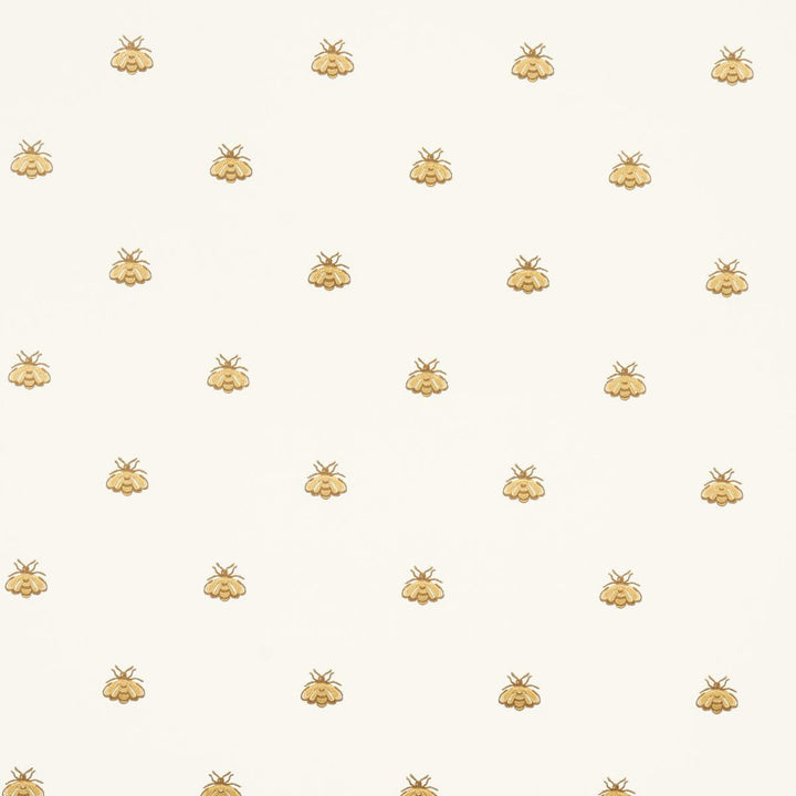 Hubert'S Bees White & Gold 5015530 by Schumacher Wallpaper Le Max 20.5" - Fabric Carolina -