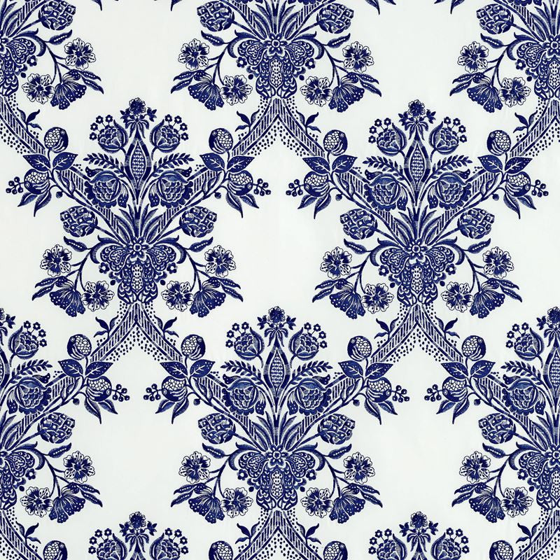 Carolina Ultramarine 69710 by Schumacher Fabric Couture 100% Cotton - Horizontal: 8.5 and Vertical: 25 51 - Fabric Carolina -