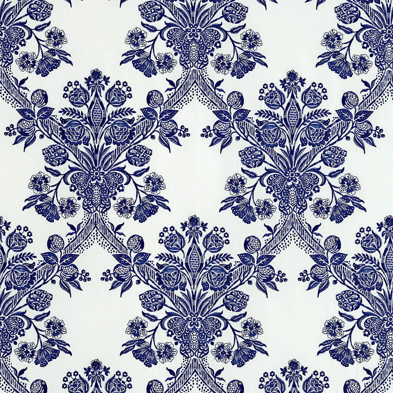 Carolina Ultramarine 69710 by Schumacher Designer Fabric COUTURE COLLECTION See Sample INDIA - </p><p>Repeat: Horizontal: 8 1/2" (22CM) and Vertical: 25" (64CM) 51" (130CM) - Swanky Fabrics -