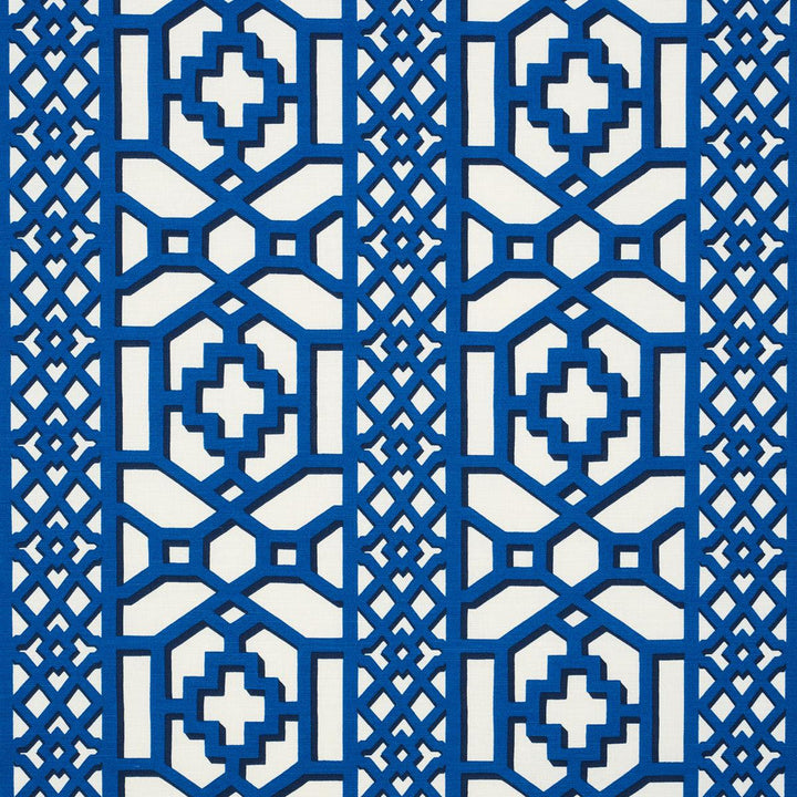Zanzibar Trellis Navy 175749 by Schumacher Designer Fabric Preppy Chic 13.5" - Swanky Fabrics -