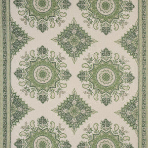 Montecito Medallion Leaf Green 176485 by Schumacher Fabric