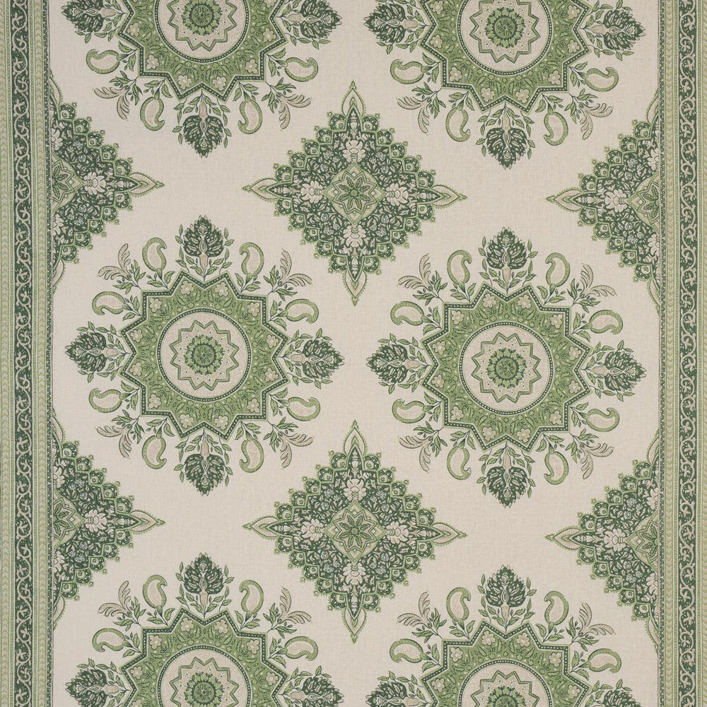 Montecito Medallion Leaf Green 176485 by Schumacher Fabric Mark D. Sikes 54.0" - Fabric Carolina -