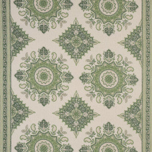Montecito Medallion Leaf Green 176485 by Schumacher Fabric