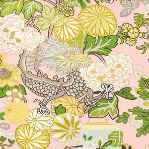 Chiang Mai Dragon Blush 173280 by Schumacher Fabric
