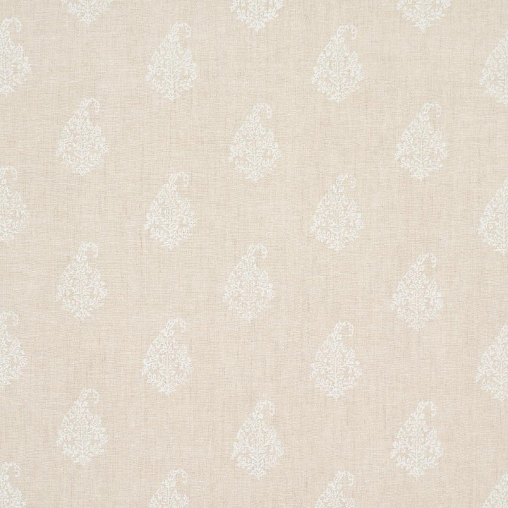 Kerala Paisley White On Neutral 181350 by Schumacher Designer Fabric Jacaranda 6.5" - Swanky Fabrics -