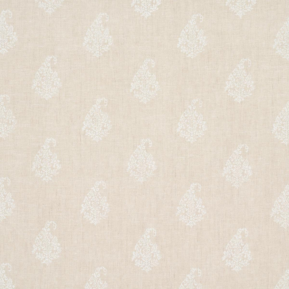 Kerala Paisley White On Neutral 181350 by Schumacher Fabric Jacaranda 6.5" - Fabric Carolina -
