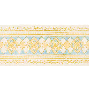 Amira Hand Block Printed Tape Yellow & Aqua 181370 by Schumacher Trim
