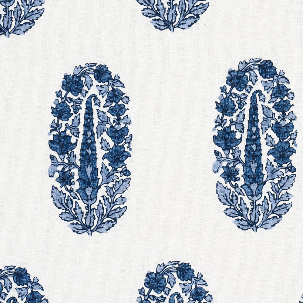 Askandra Flower Delft 181361 by Schumacher Designer Fabric Jacaranda 7.0" - Swanky Fabrics -