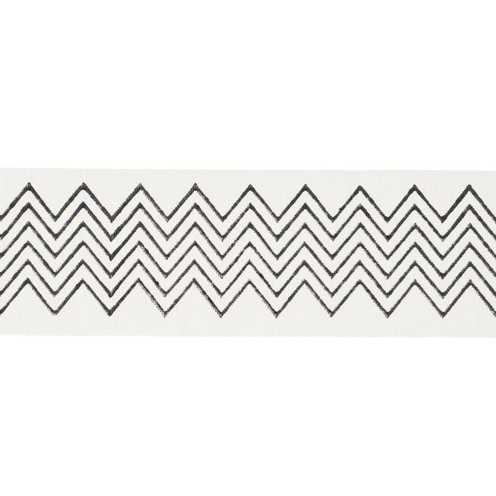 Leora Hand Blocked Tape Narrow Charcoal 181381 by Schumacher Designer Trim Jacaranda 2.75" - Swanky Fabrics -