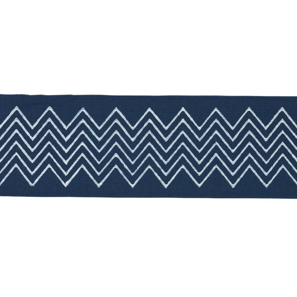 Leora Hand Blocked Tape Narrow Indigo 181382 by Schumacher Designer Trim Jacaranda 2.75" - Swanky Fabrics -