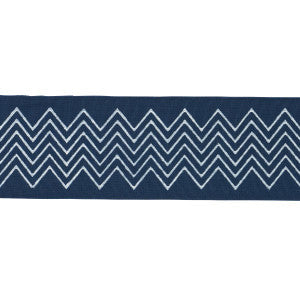 Leora Hand Blocked Tape Narrow Indigo 181382 by Schumacher Trim