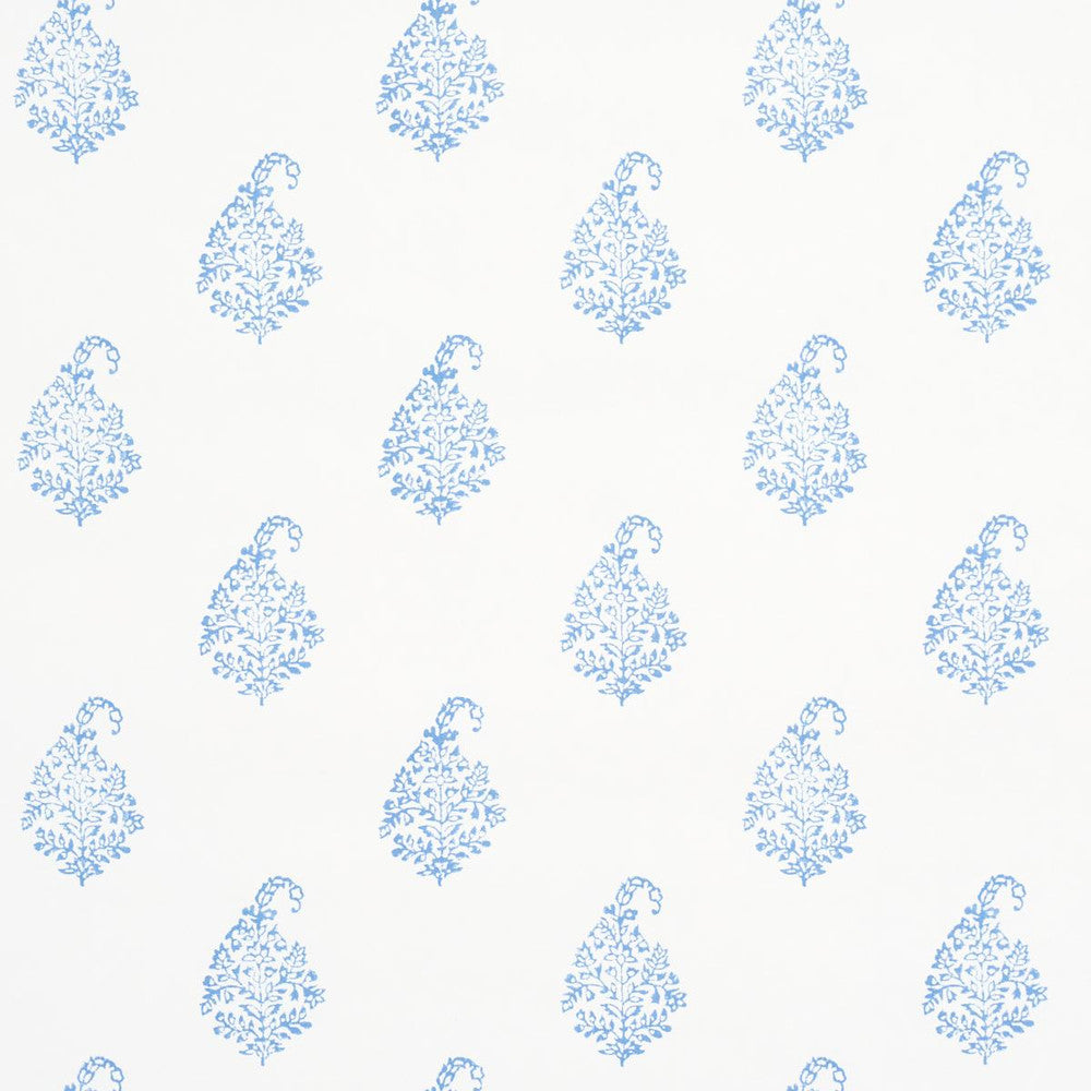 Kerala Paisley Ii Blue 5015211 by Schumacher Wallpaper Jacaranda 5.38" - Fabric Carolina -