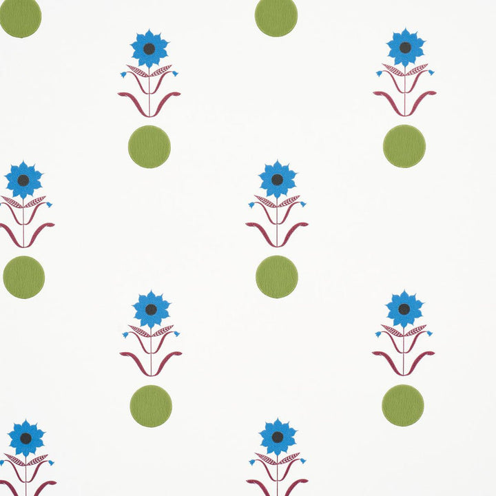 Forget Me Dots Blue & Plum 5015882 by Schumacher Designer Wallpaper Peg Norriss 20.5" - Swanky Fabrics -