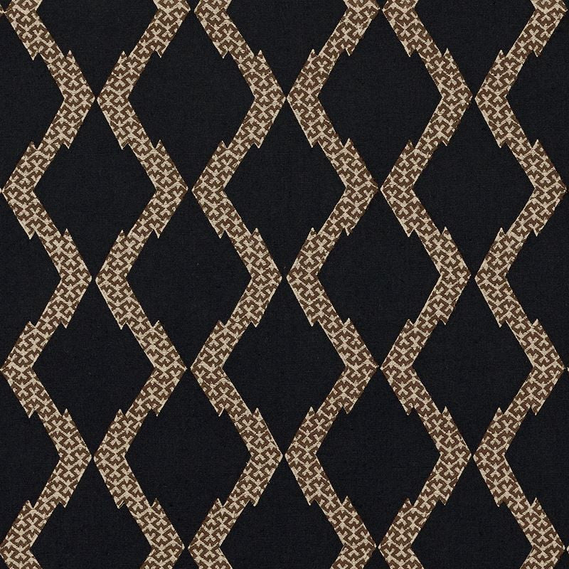Topi Black 69992 by Schumacher Fabric Tribal-Chic 40% Linen, 32% Cotton, 28% Polyester - Horizontal: 6.5 and Vertical: 6 52 - Fabric Carolina -