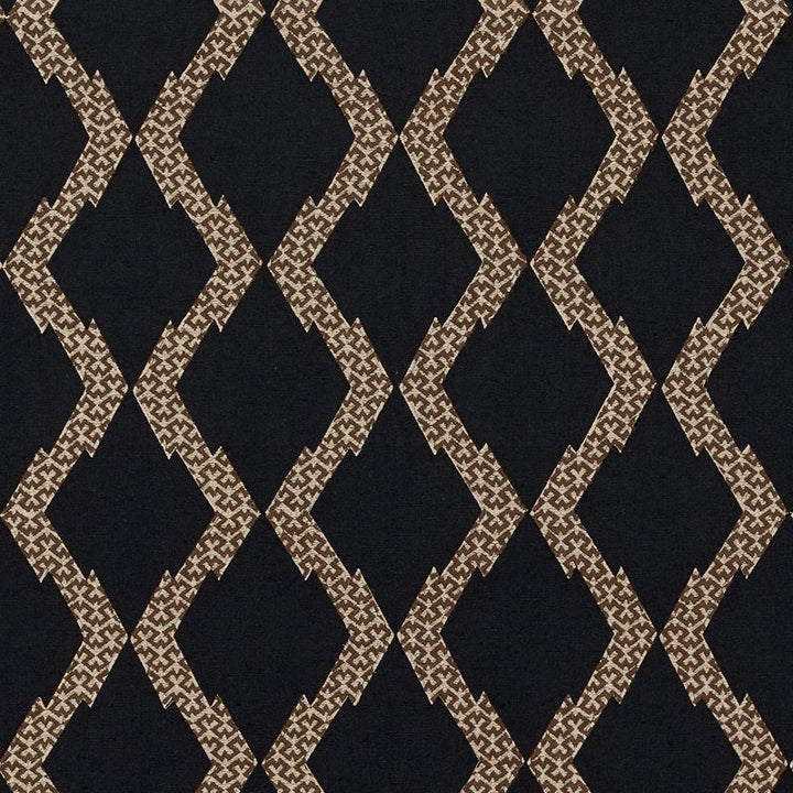 Topi Black 69992 by Schumacher Fabric Tribal-Chic 40% Linen, 32% Cotton, 28% Polyester - Horizontal: 6.5 and Vertical: 6 52 - Fabric Carolina -