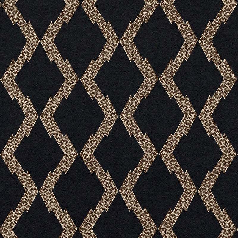Topi Black 69992 by Schumacher Fabric Tribal Chic LINEN 40% COTTON 32% INDIA </p><p>Repeat: Horizontal: 6 1/2" (17CM) and Vertical: 6" (15CM) 52 - Fabric Carolina -