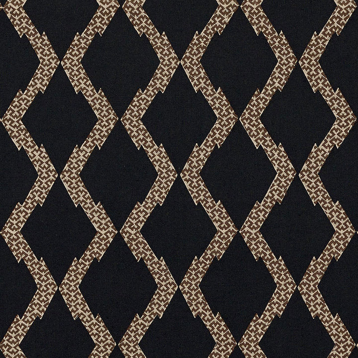 Topi Black 69992 by Schumacher Fabric Tribal Chic LINEN 40% COTTON 32% INDIA </p><p>Repeat: Horizontal: 6 1/2" (17CM) and Vertical: 6" (15CM) 52 - Fabric Carolina -
