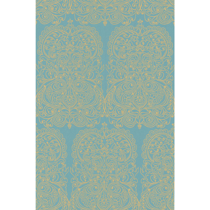 Alpana Gold/Aqua by Cole & Son Designer Wallcovering COLE & SON NEW CONTEMPORARY II PAPER - 100% United Kingdom - Horizontal: - and Vertical: 30 20.5 - Swanky Fabrics -