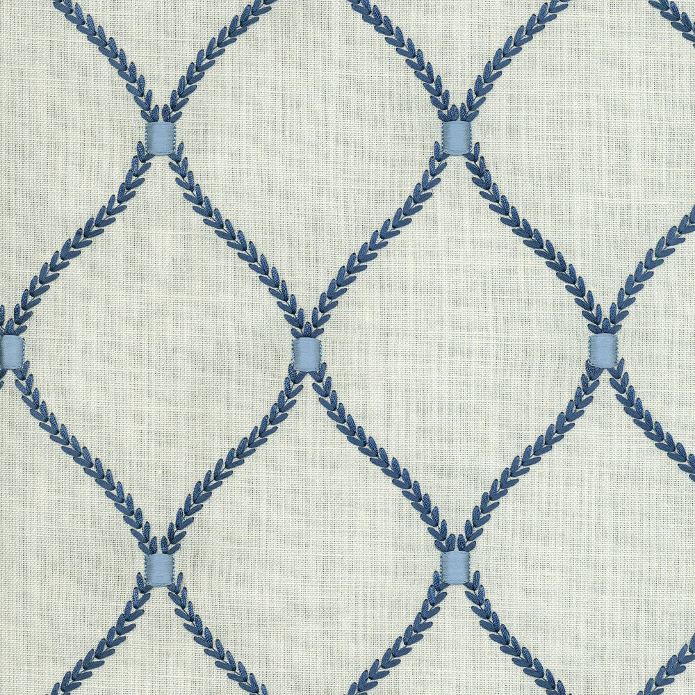 Deane Embroidery Porcelain 700091 by Williamsburg Fabric - 70%Rayon 30%Linen Embroid:100%Rayon INDIA 39000 Horizontal: 4.25 and Vertical: 6.25 54 - Fabric Carolina -