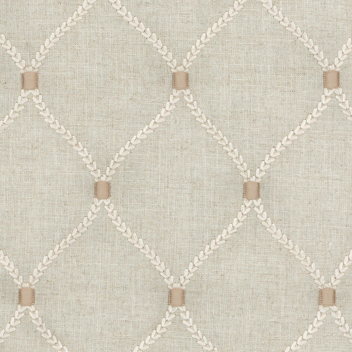 Deane Embroidery Flax 700094 by Williamsburg Fabric - 70% Rayon 30% Linen Embroid:100% Rayon INDIA 39000 Horizontal: 4.25 and Vertical: 6.25 54 - Fabric Carolina -