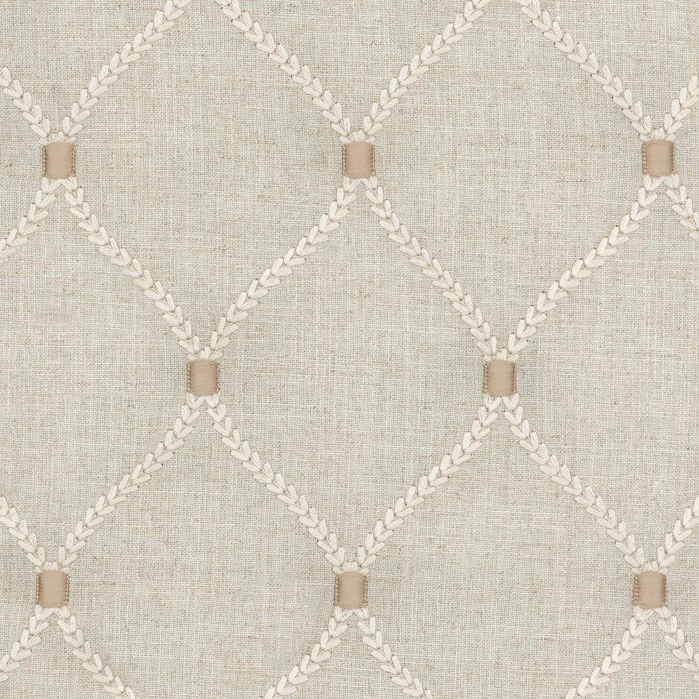 Deane Embroidery Flax 700094 by Williamsburg Fabric DEANE EMBROIDERY 70% Rayon 30% Linen Embroid:100% Rayon INDIA Wyzenbeek 39,000 Horizontal: 4.25" and Vertical: 6.25" 54" - Fabric Carolina -