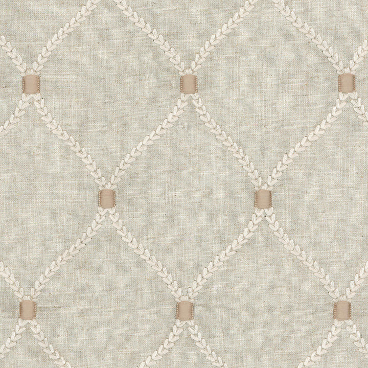 Deane Embroidery Flax 700094 by Williamsburg Designer Fabric DEANE EMBROIDERY 70% Rayon 30% Linen Embroid:100% Rayon INDIA Wyzenbeek 39,000 Horizontal: 4.25" and Vertical: 6.25" 54" - Swanky Fabrics -