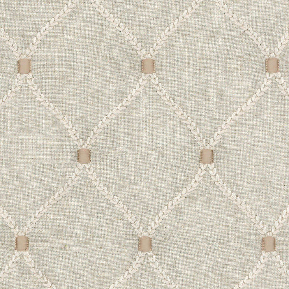 Deane Embroidery Flax 700094 by Williamsburg Fabric - 70%Rayon 30%Linen Embroid:100%Rayon INDIA 39000 Horizontal: 4.25 and Vertical: 6.25 54 - Fabric Carolina -