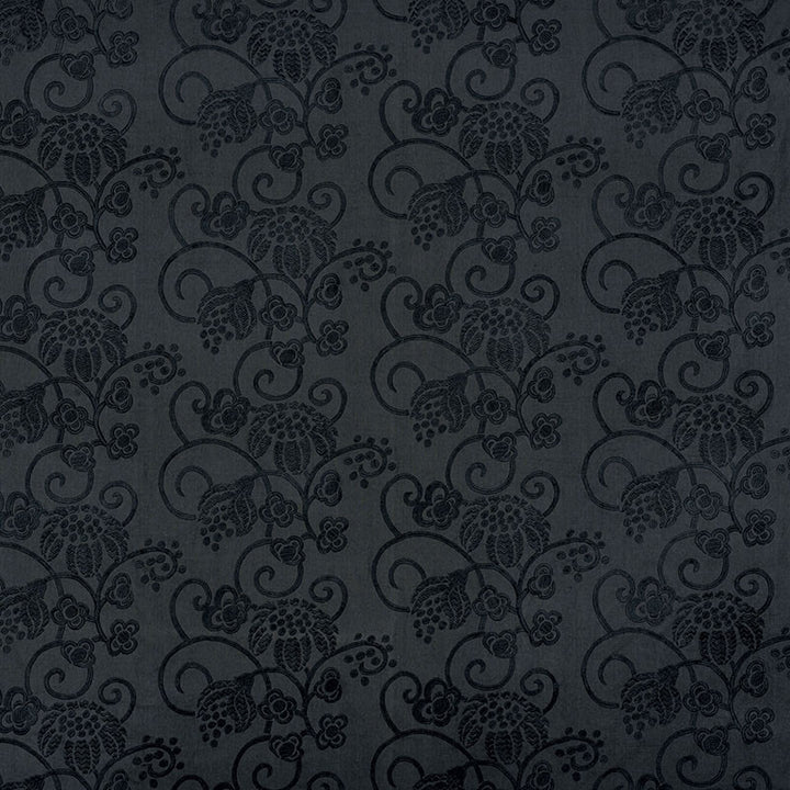 Calliope Embroidery Black 70181 by Schumacher Fabric Contemporary-Embroideries 70% Cotton, 30% Linen - Horizontal: 27 and Vertical: 12.5 54.5 - Fabric Carolina -