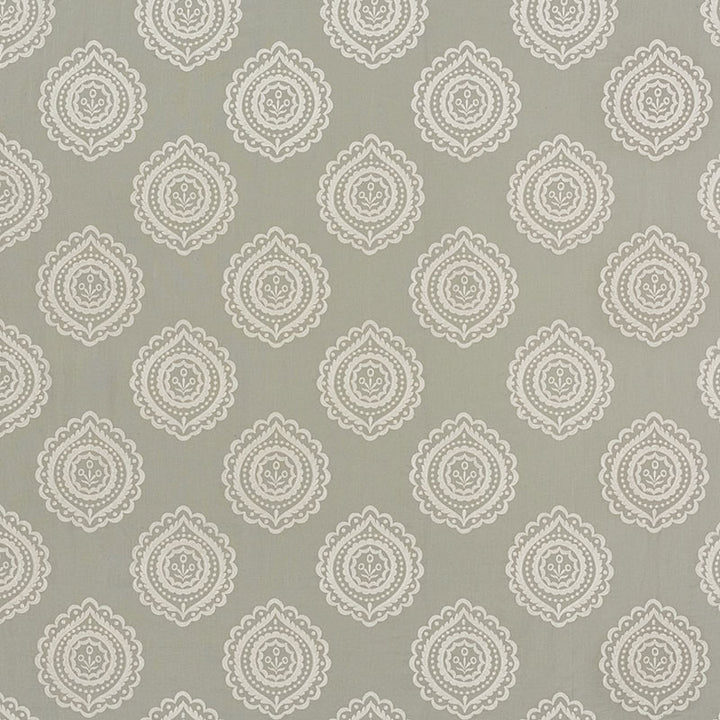 Olana Linen Embroidery Haze 70200 by Schumacher Fabric Contemporary-Embroideries 60% Linen, 34% Viscose, 6% Spun - Horizontal: 12.625 and Vertical: 12.5 50.125 - Fabric Carolina -