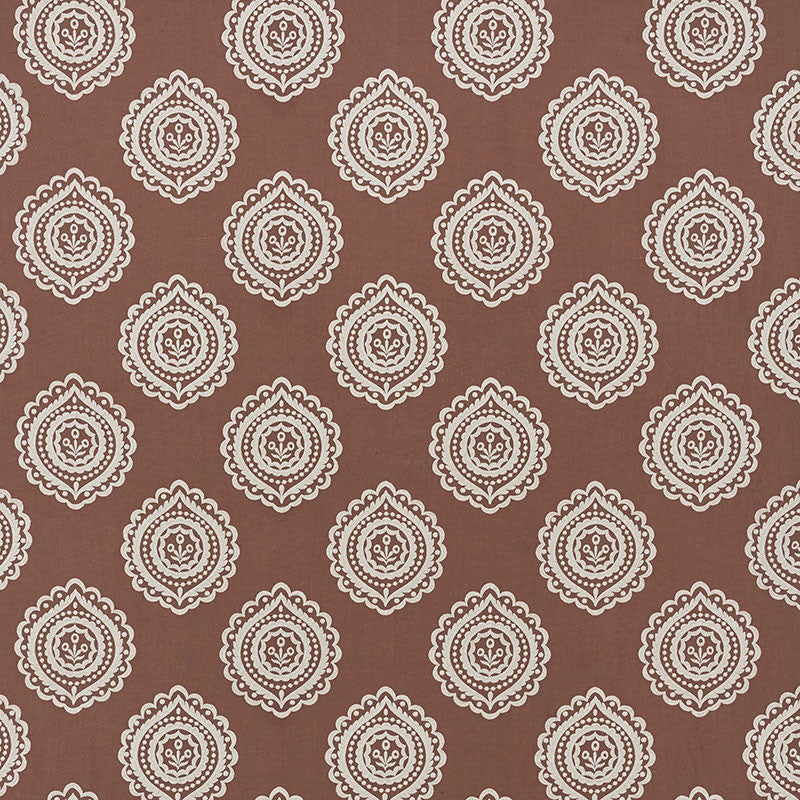 Olana Linen Embroidery Cafe Mocha 70203 by Schumacher Fabric Contemporary-Embroideries 60% Linen, 34% Viscose, 6% Spun - Horizontal: 12.625 and Vertical: 12.5 50.125 - Fabric Carolina -