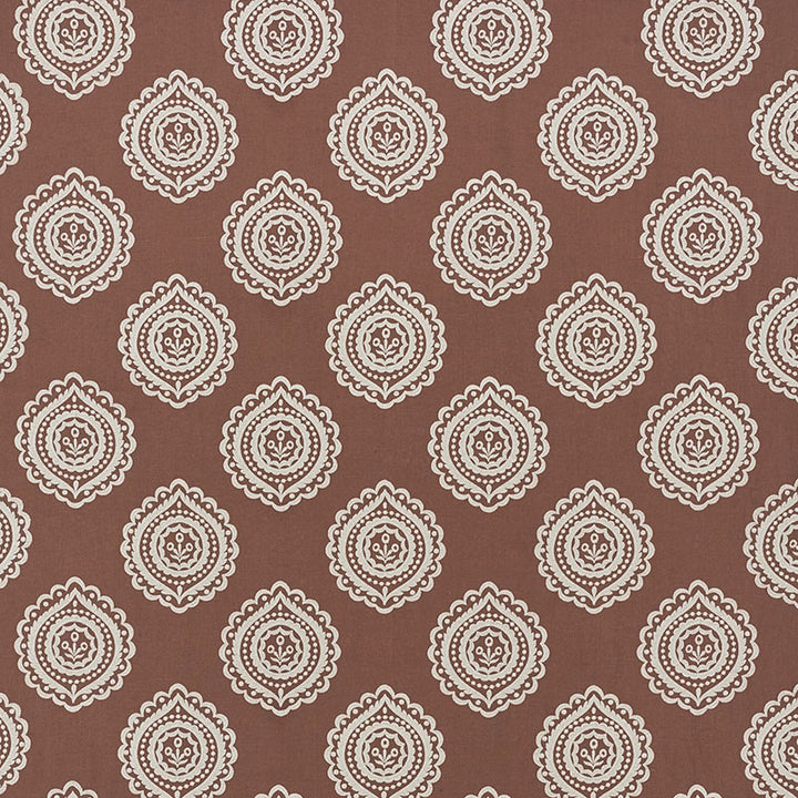 Olana Linen Embroidery Cafe Mocha 70203 by Schumacher Fabric Contemporary-Embroideries 60% Linen, 34% Viscose, 6% Spun - Horizontal: 12.625 and Vertical: 12.5 50.125 - Fabric Carolina -