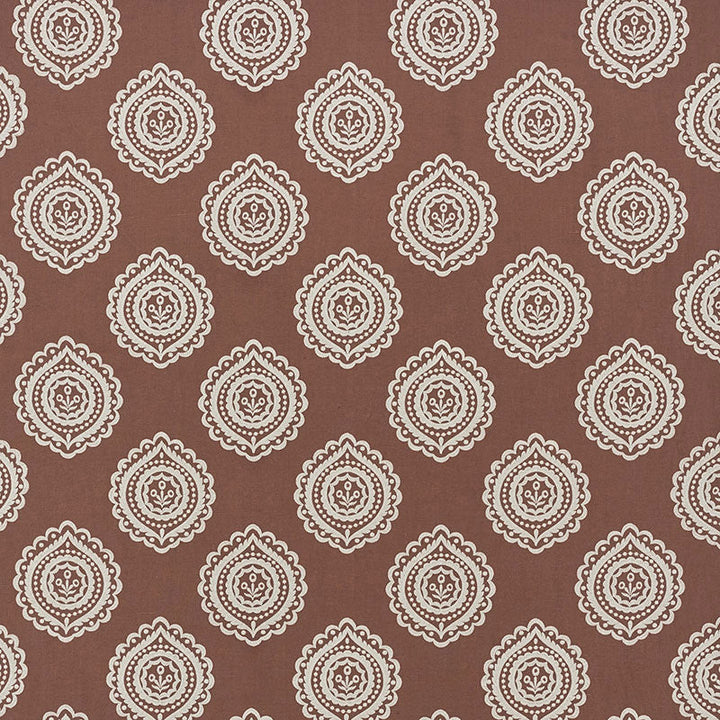Olana Linen Embroidery Cafe Mocha 70203 by Schumacher Designer Fabric CONTEMPORARY EMBROIDERIES See Sample INDIA - </p><p>Repeat: Horizontal: 12 5/8" (32CM) and Vertical: 12 1/2" (32CM) 50 1/8" (127CM) - Swanky Fabrics -