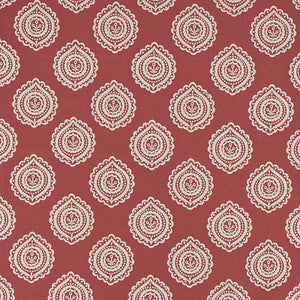 Olana Linen Embroidery Tuscan Red 70204 by Schumacher Fabric