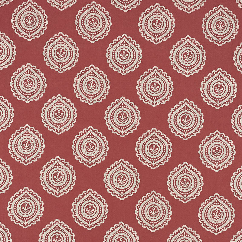 Olana Linen Embroidery Tuscan Red 70204 by Schumacher Fabric CONTEMPORARY EMBROIDERIES LINEN 60% VISCOSE RAYON 34% INDIA </p><p>Repeat: Horizontal: 12 5/8" (32CM) and Vertical: 12 1/2" (32CM) 50.125 - Fabric Carolina -