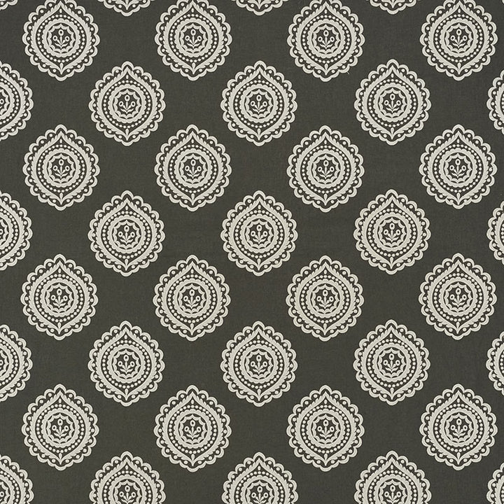 Olana Linen Embroidery Graphite 70205 by Schumacher Fabric Contemporary-Embroideries 60% Linen, 34% Viscose, 6% Spun - Horizontal: 12.625 and Vertical: 12.5 50.125 - Fabric Carolina -