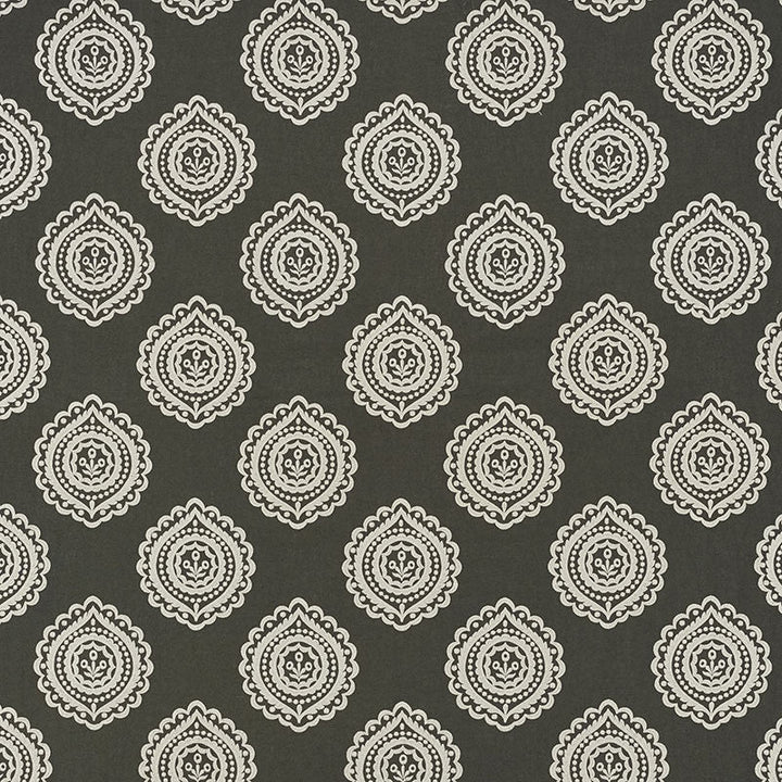 Olana Linen Embroidery Graphite 70205 by Schumacher Designer Fabric Contemporary-Embroideries 60% Linen, 34% Viscose, 6% Spun - Horizontal: 12.625 and Vertical: 12.5 50.125 - Swanky Fabrics -