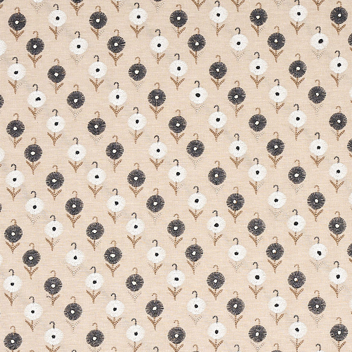 Avodica Embroidery Moonstone 70212 by Schumacher Designer Fabric CONTEMPORARY EMBROIDERIES LINEN 40% SILK 26% INDIA </p><p>Repeat: Horizontal: 17" (43CM) and Vertical: 11" (28CM) 51 - Swanky Fabrics -