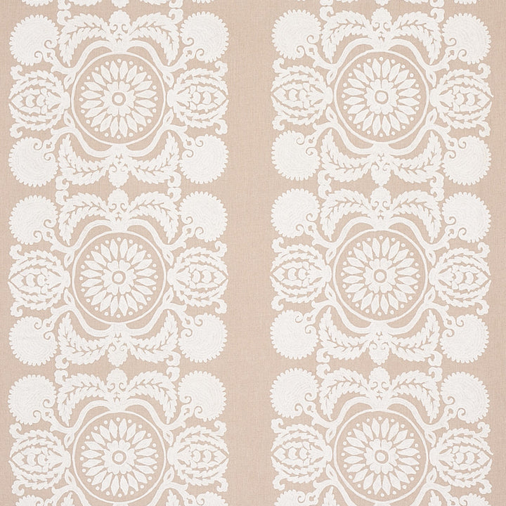 Castanet Embroidery Natural 70264 by Schumacher Fabric BOHEMIA LINEN 80% SPUN VISCOSE 20% INDIA </p><p>Repeat: Horizontal: VERT. 25 7/8" (66CM) and Vertical: 15 5/8" (40CM) 52 - Fabric Carolina -