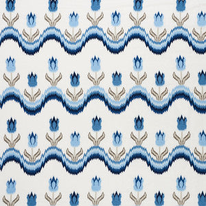 Tulip Flamestitch Embroidery Blue 70272 by Schumacher Fabric