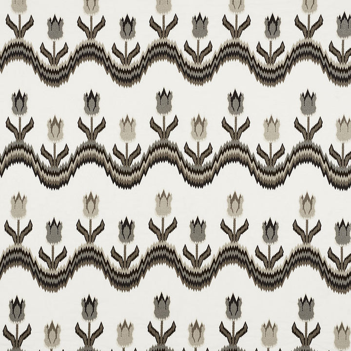 Tulip Flamestitch Embroidery Quarry 70273 by Schumacher Fabric CONTEMPORARY EMBROIDERIES See Sample INDIA - </p><p>Repeat: Horizontal: 51" (130CM) and Vertical: 28 1/4" (72CM) 51" (130CM) - Fabric Carolina -