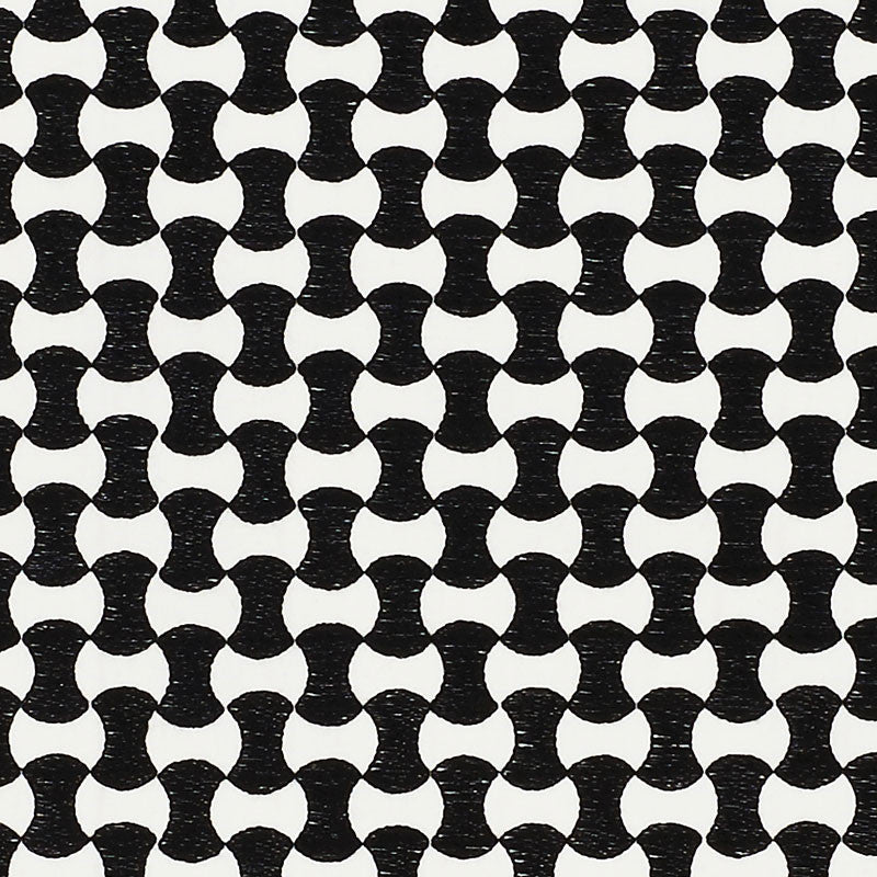 Nolita Embroidery Black 70372 by Schumacher Designer Fabric ESSENTIALS: SMALL-SCALE UPHOLSTERY I See Sample INDIA - </p><p>Repeat: Horizontal: 3/4" (2CM) and Vertical: 1 1/2" (4CM) 50 5/8" (129CM) - Swanky Fabrics -