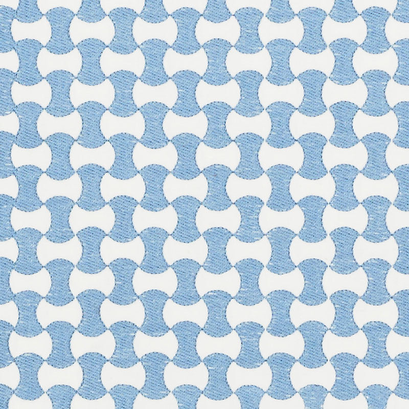 Nolita Embroidery Chambray 70374 by Schumacher Designer Fabric ESSENTIALS: SMALL-SCALE UPHOLSTERY I See Sample INDIA - </p><p>Repeat: Horizontal: 3/4" (2CM) and Vertical: 1 1/2" (4CM) 50 5/8" (129CM) - Swanky Fabrics -